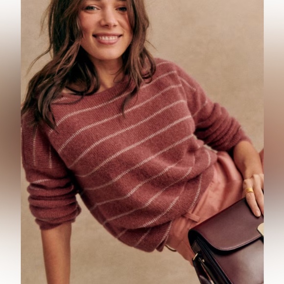 Sezane Gaspard Cardigan in Dark Rosewood / Gold - Super kid mohair - Picture 1 of 13